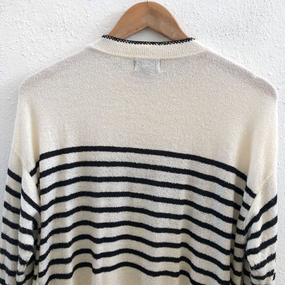 MONROW Boucle Knit Stripe Sweater Size Small - Picture 4 of 12